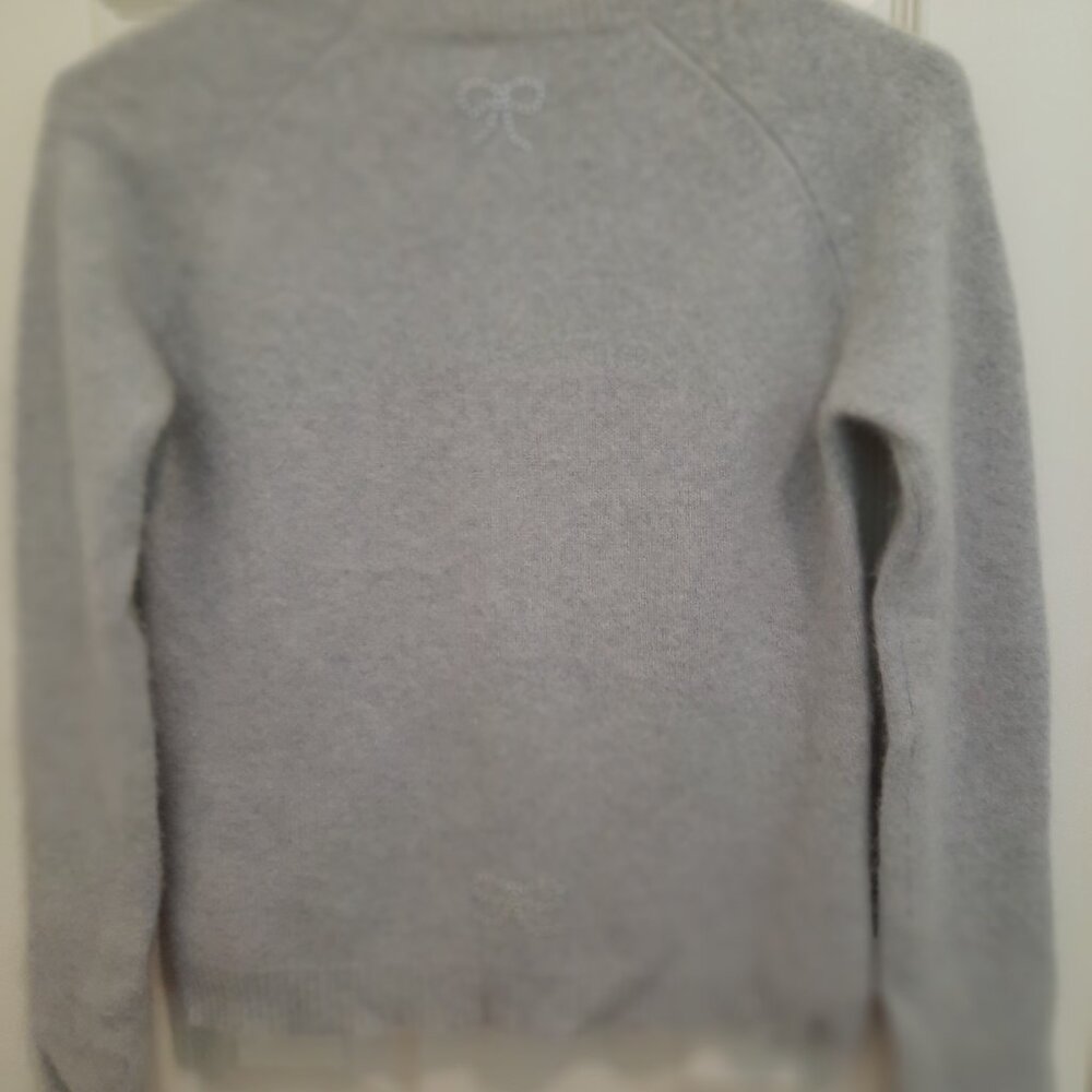 Italian Designer 100% Cashmere Sweater With Bows In Rhinestones On The Back - Picture 2 of 5